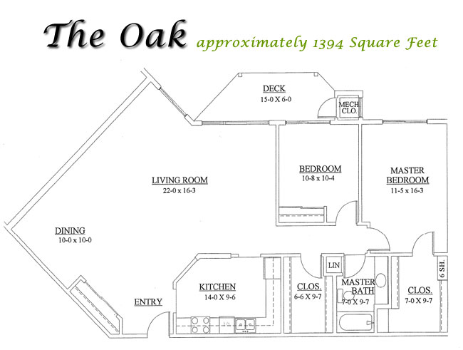Valley View Cooperative 2 Bedroom Floor Plan - The Oak 952.943.9463