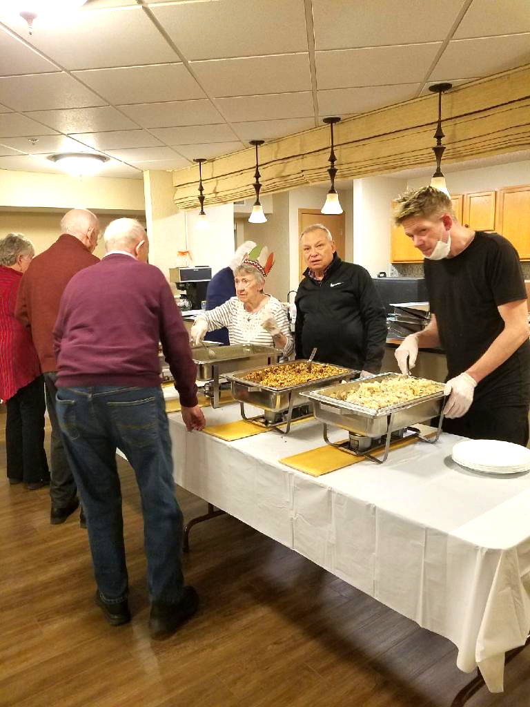 Valley View Senior Cooperative 2021 Thanksgiving Dinner Serving Line